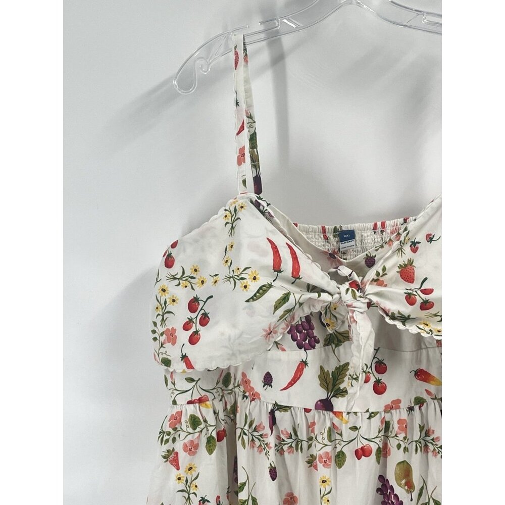 Old Navy Floral Maxi Dress Novelty Fruit Print Coquette Sz XXL Sundress - Picture 3 of 7